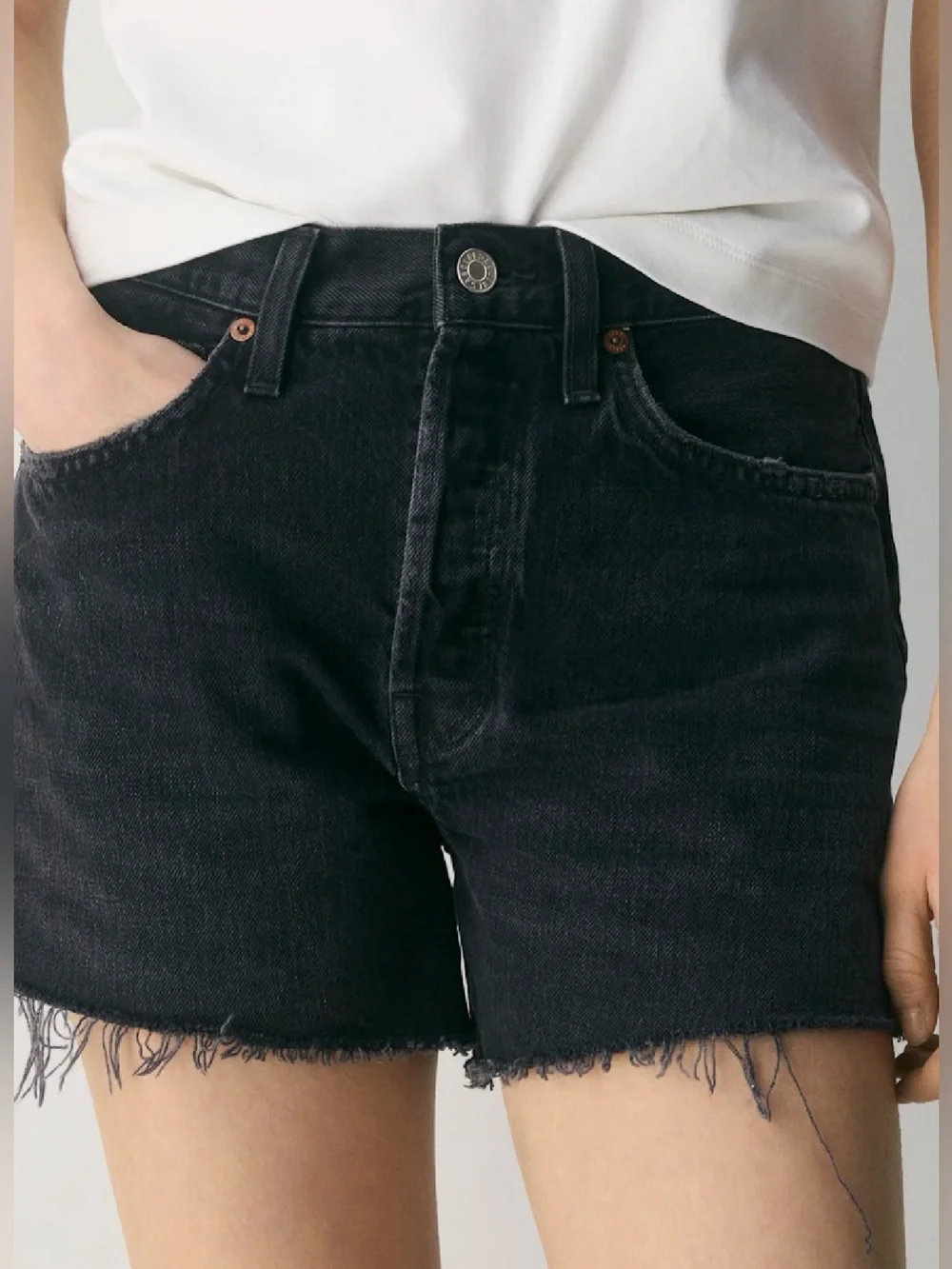 AGOLDE Parker Long Jean Short Mid-rise cut-off denim shorts